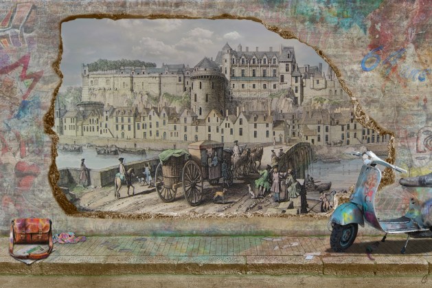 trompe oeil avec le chateau Amboise, street art